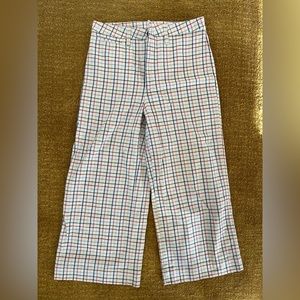 Madewell Emmett Wide-Leg Crop Pants in Rainbow Windowpane - Size 28
